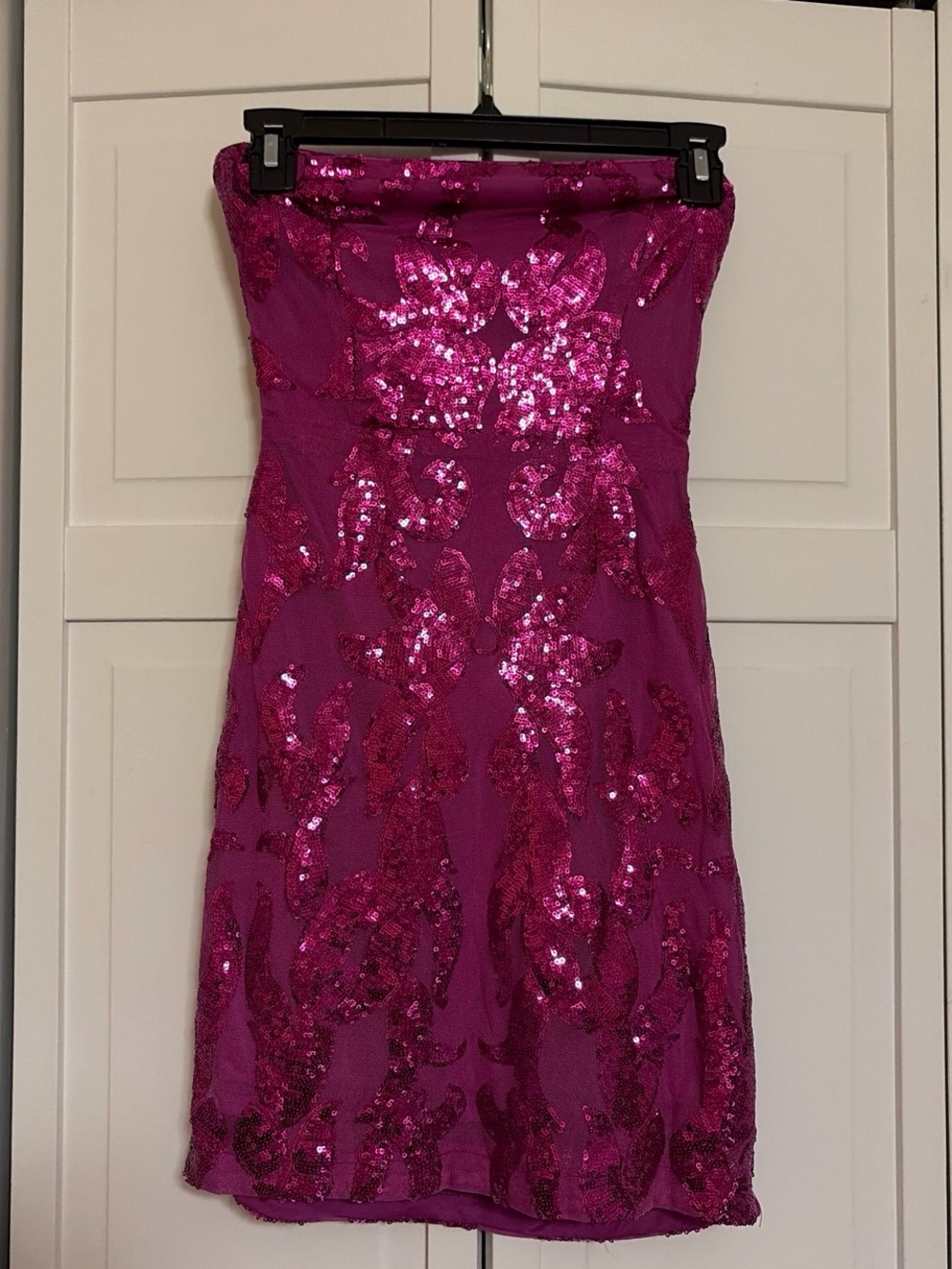 Lulu's Fuchsia Sequin Backless Cocktail Dress